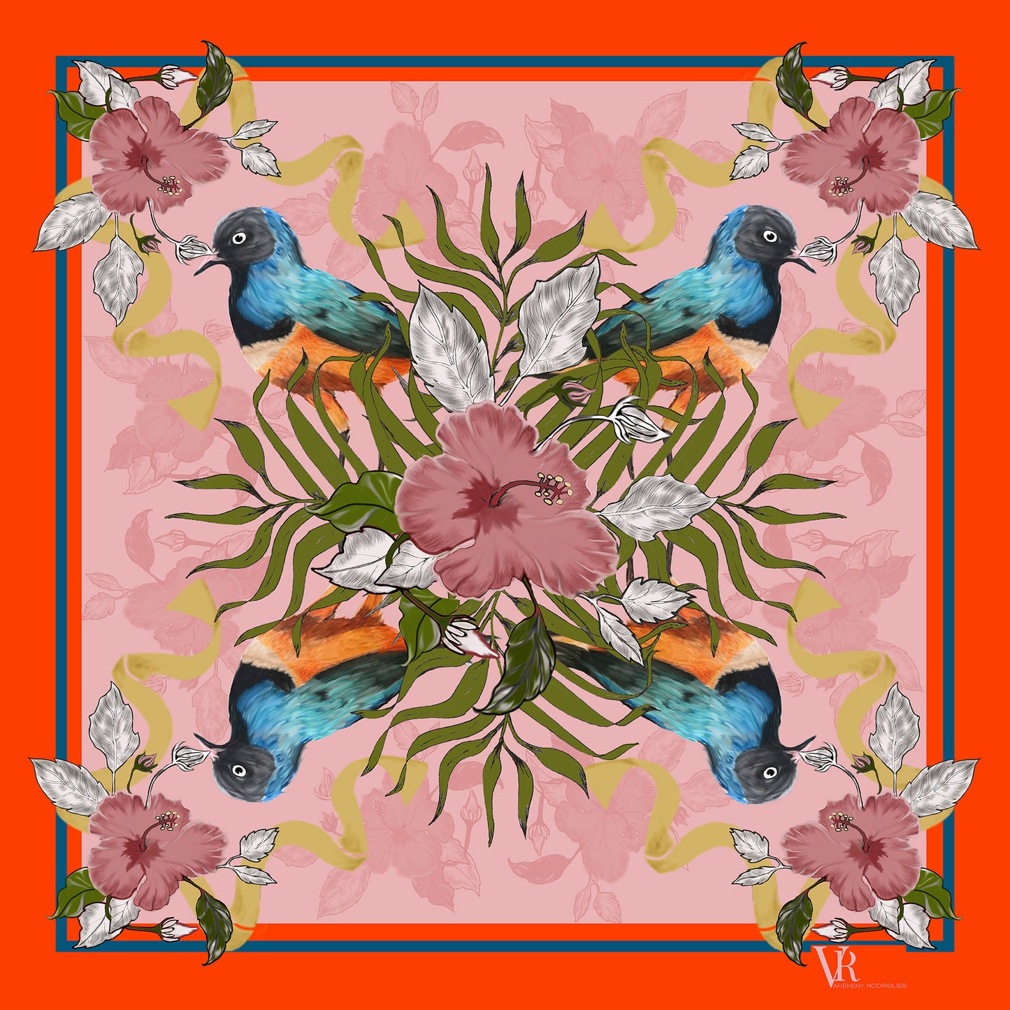 The Tropical Bird Silk Scarf