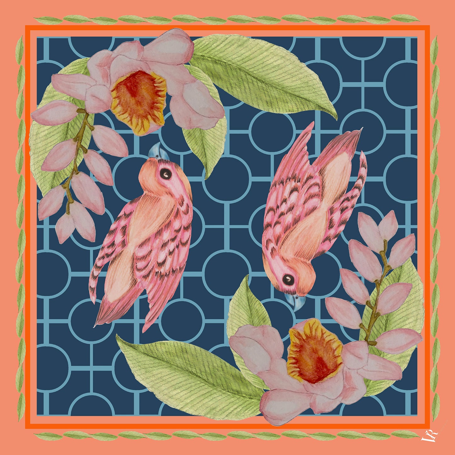 The Kissing Birds Silk Scarf