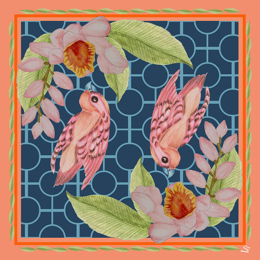 The Kissing Birds Silk Scarf